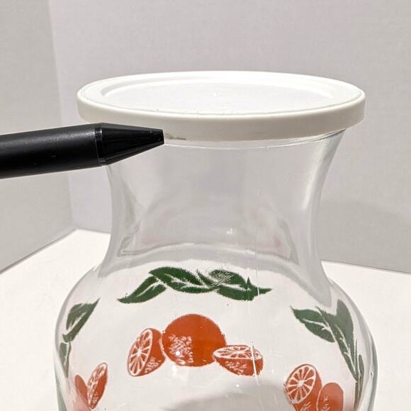 Vtg Anchor Hocking Glass Orange Blossom Juice Carafe w Lid Jar Jug Pitcher - Picture 4 of 14